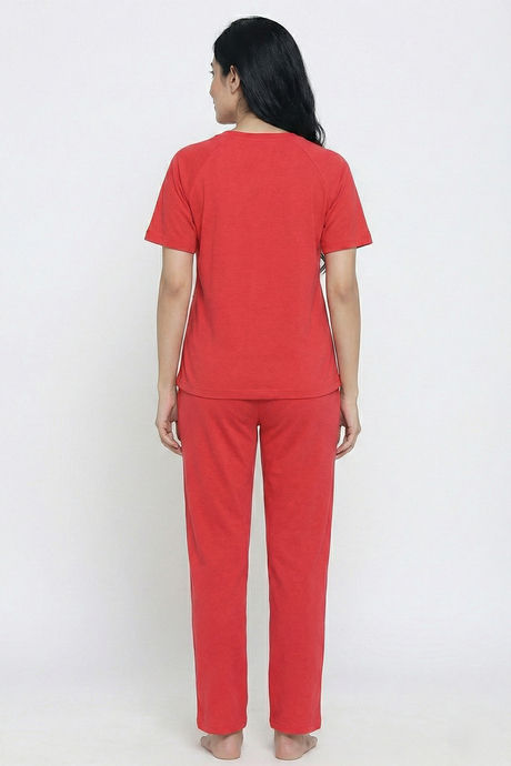 Zivame Garfield Knit Cotton Loungewear Set - Mars Red — image 4